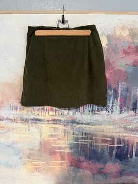 HALARA Olive Corduroy Mini Skirt w/ Built-In Skort
